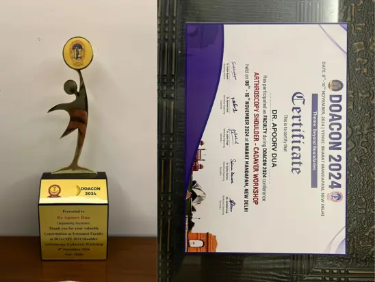 Orthopedic Doctor holding professional medical certificate